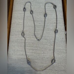 Chico’s long silver necklace. 36 inches long